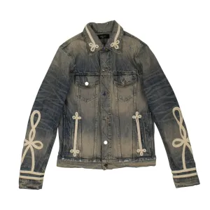 BLACK VINTAGE DENIM ROPING SLIM-FIT TRUCKER JACKET