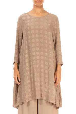 Buttoned Back Bubble Mocha Silk Tunic