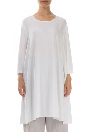 Buttoned Back White Silk Bamboo Tunic