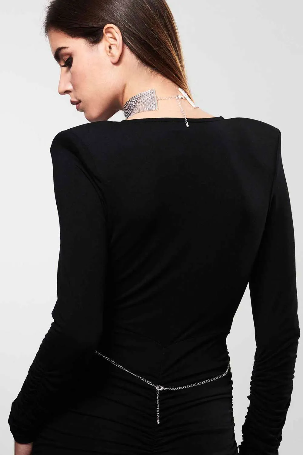 Dsir Mtallique Metallic Mesh Chain Collar Silver