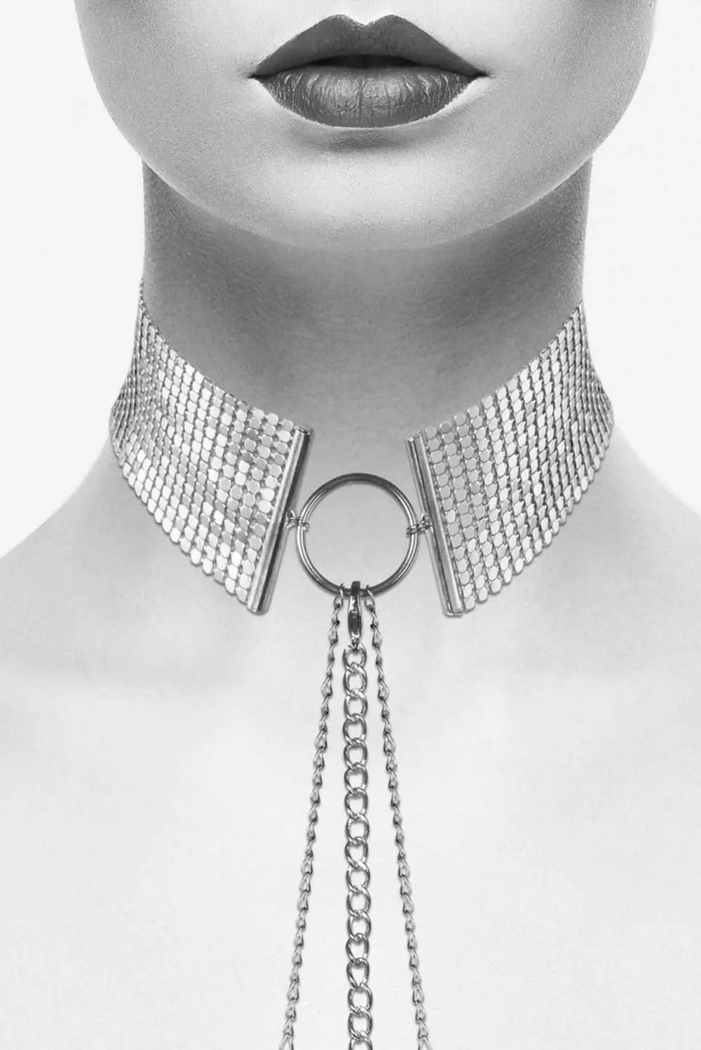 Dsir Mtallique Metallic Mesh Chain Collar Silver