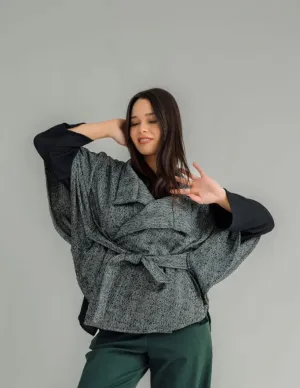 Go-To-Cape - Black Herringbone