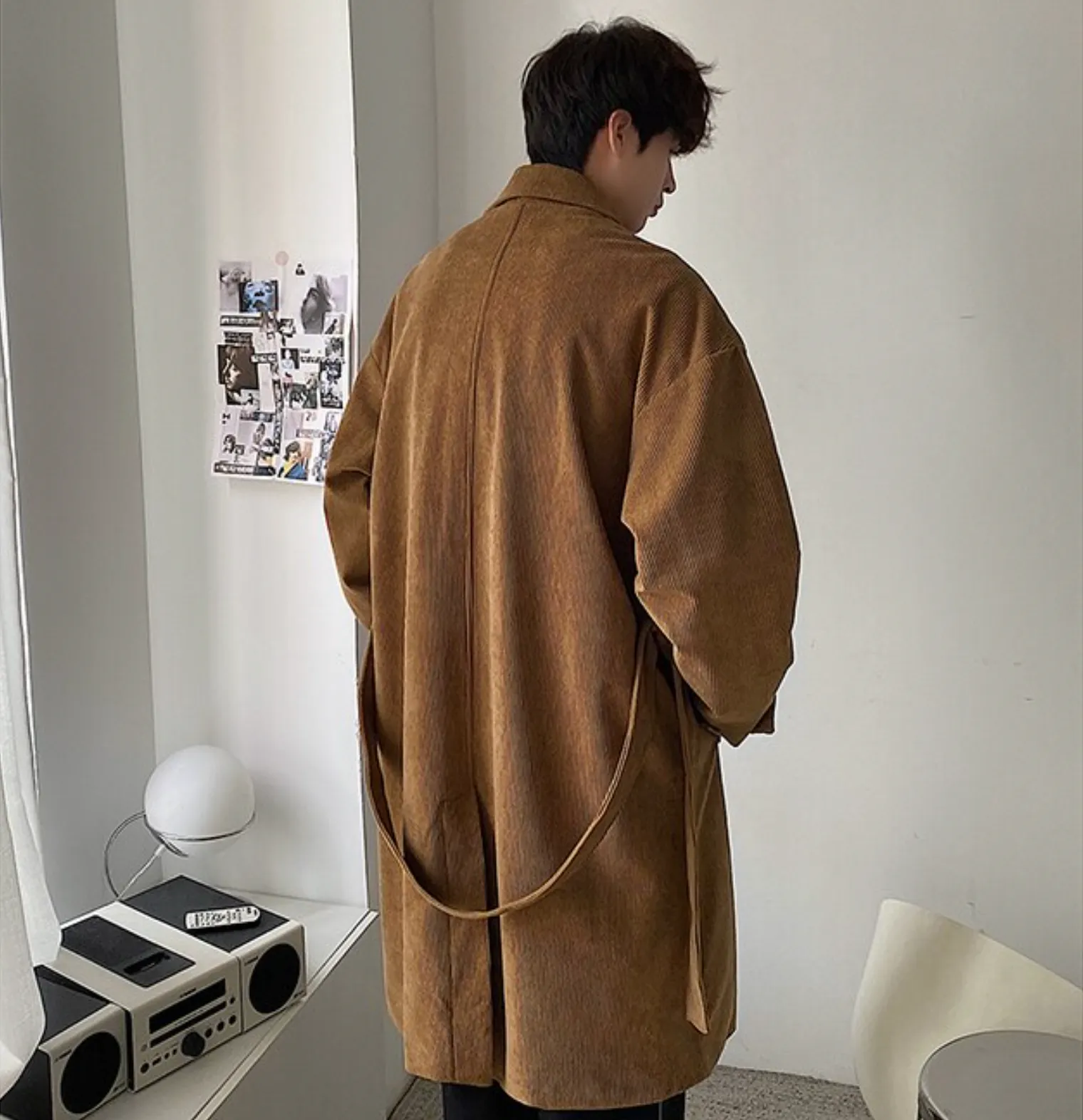 [Korean Style] 2 Colors Corduroy Oversized Double Coats