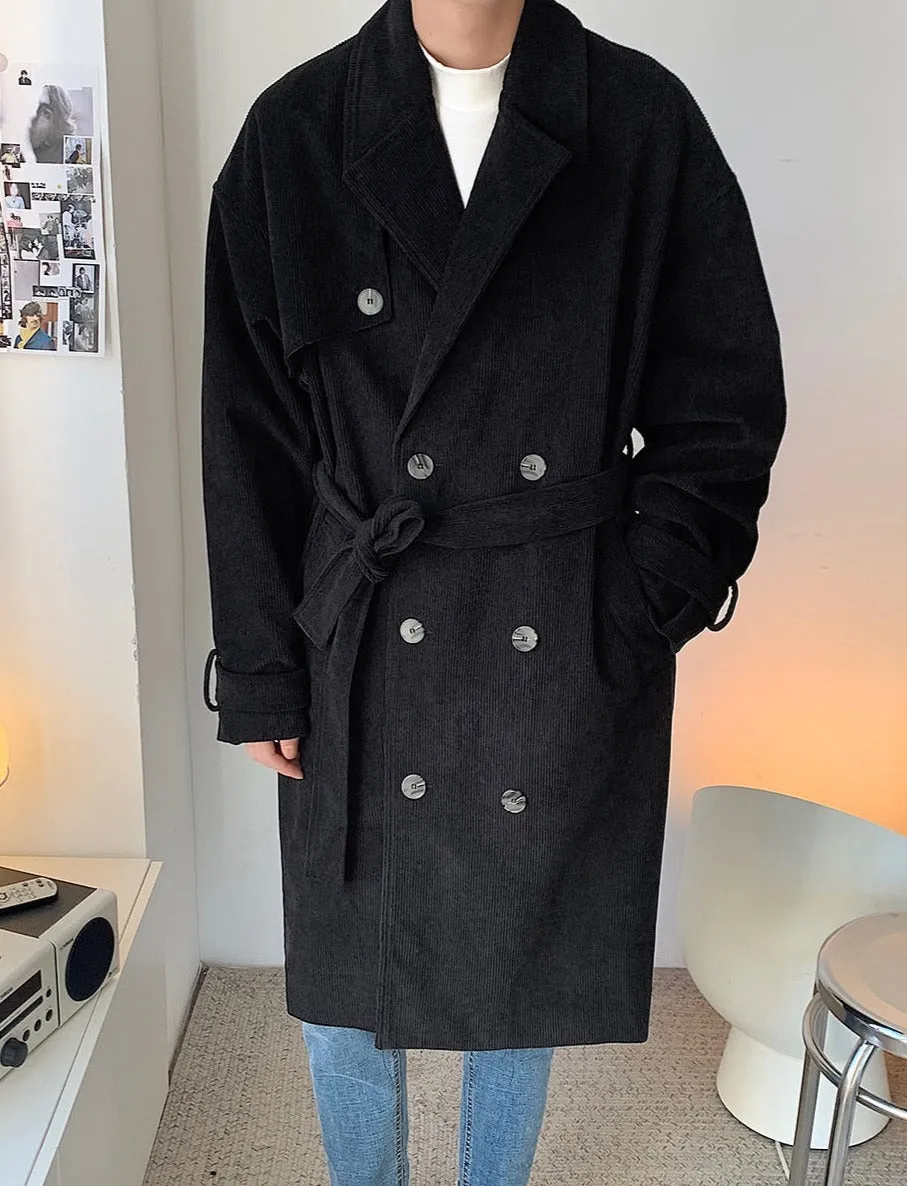 [Korean Style] 2 Colors Corduroy Oversized Double Coats