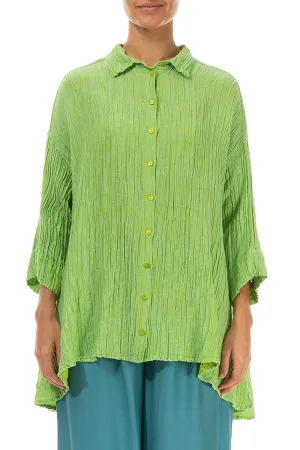 Loose Crinkled Lime Silk Shirt