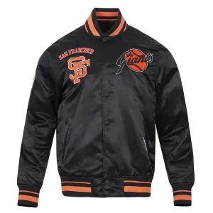 MLB SAN FRANCISCO GIANTS RETRO CLASSIC MEN'S RIB SATIN JACKET (BLACK/ORANGE)
