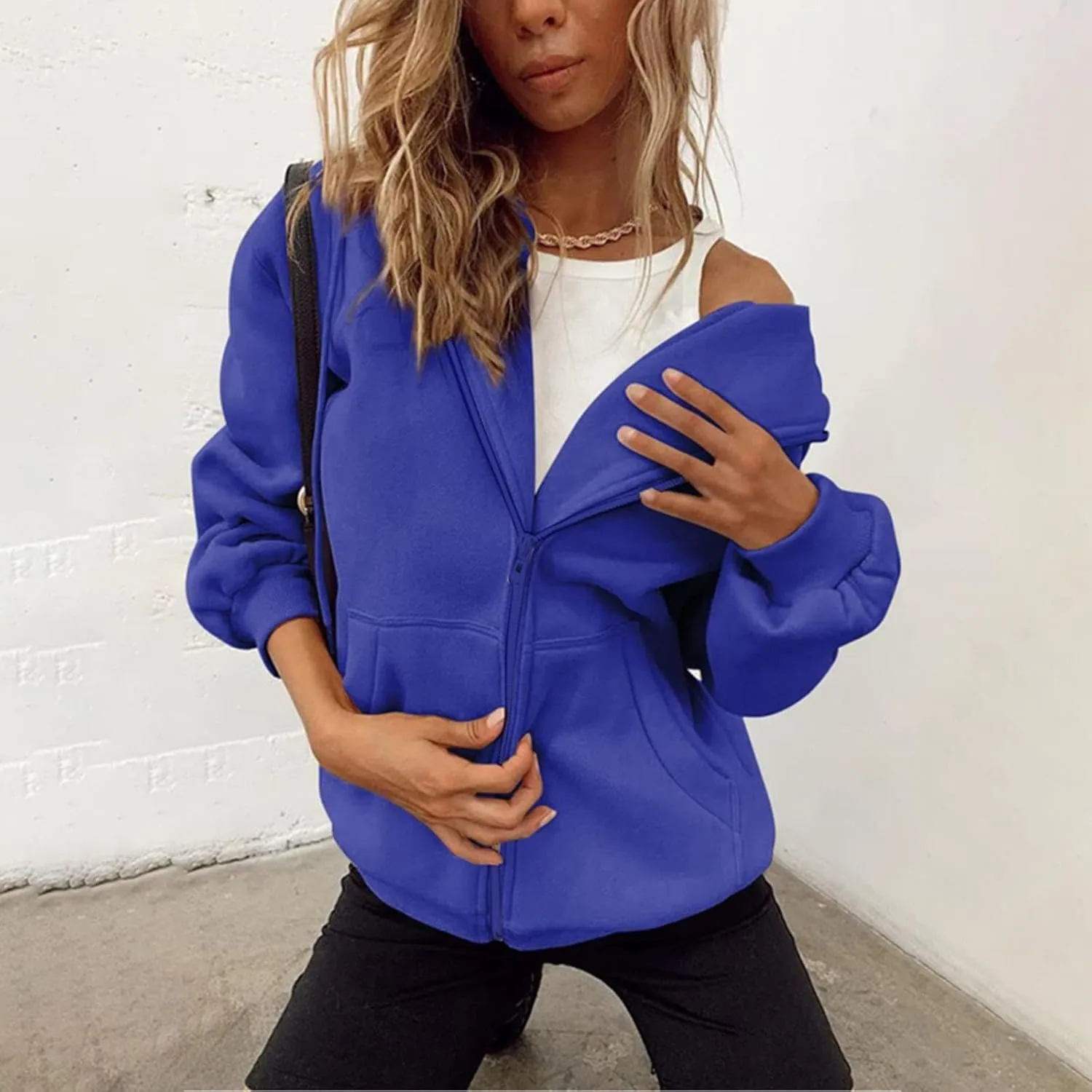 SHAOBGE Fall Oversized Hoodies Sweats for Women 2024 Casual Sports Long Sleeve Sweatshirts Pullover Fleece Y2k Hooded Sweater