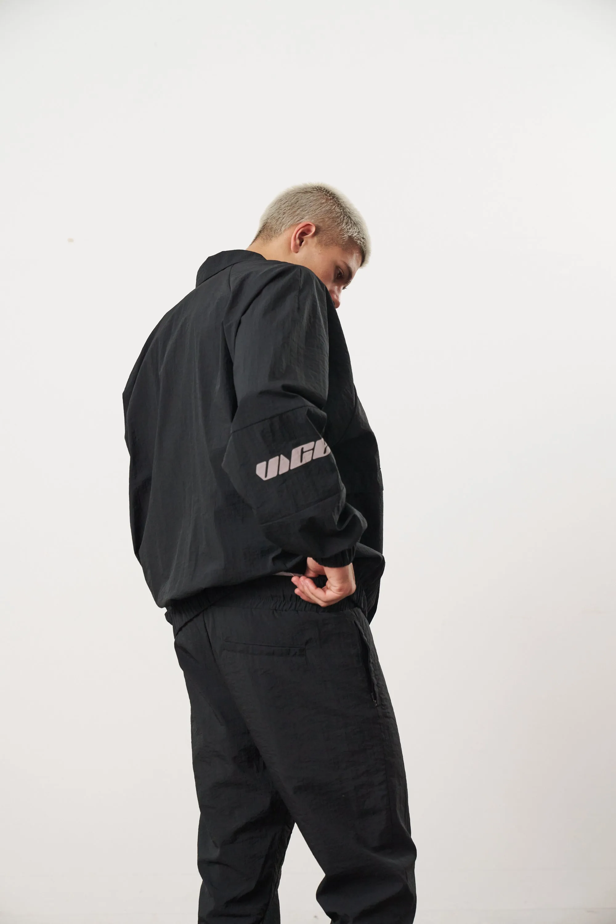 Vice 84 'Reflective Racer' Nylon Track Jacket - Black